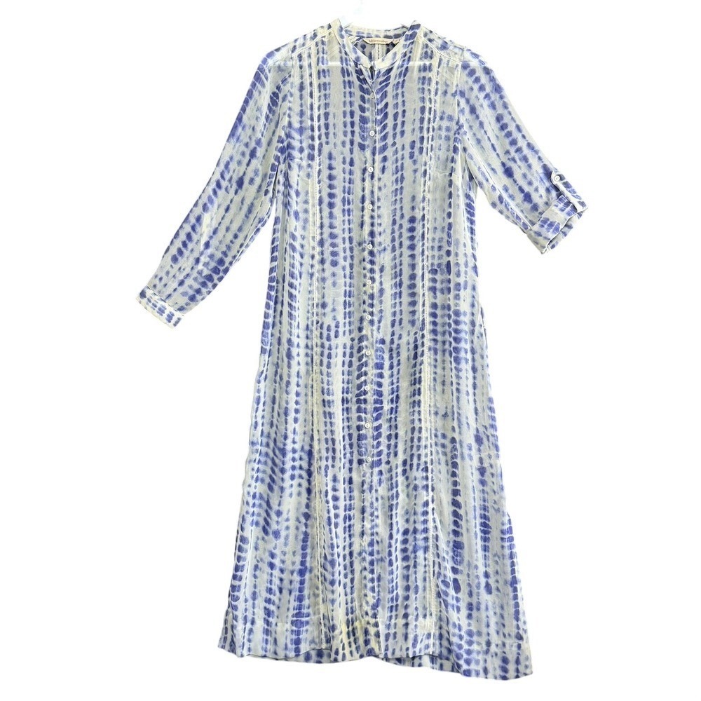 Soft Surroundings Button Front Maxi Dress Womens‎ Boho Shibori Coastal Beach